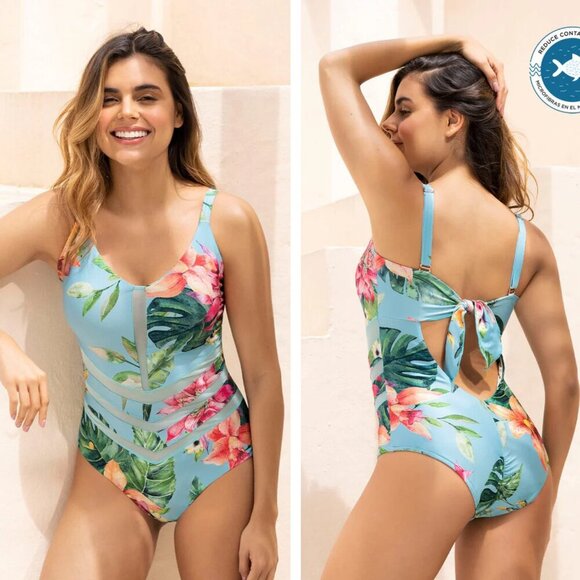 New! Leonisa BIO-PET Technology Gentle Abdominal Control Swimsuit 27662 - Picture 1 of 11